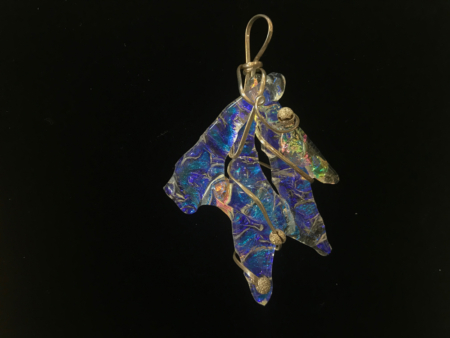 Falling Blues Sterling Silver wrapped Pendant with 18'' sterling silver chain