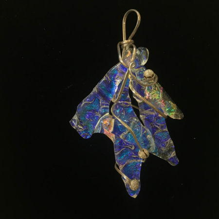 Falling Blues Sterling Silver wrapped Pendant with 18'' sterling silver chain