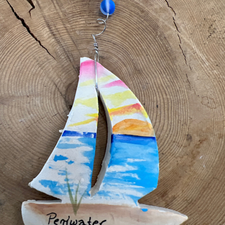 Pentwater Sailboat Clay Ornament