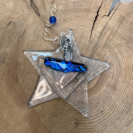 Evening Wave Sun Star Fused Glass Ornament