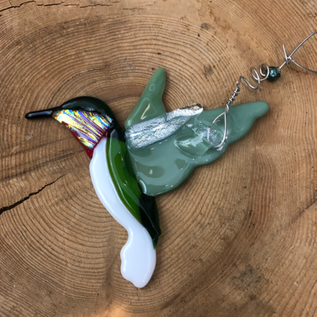 Hummingbird Fused Glass Ornament