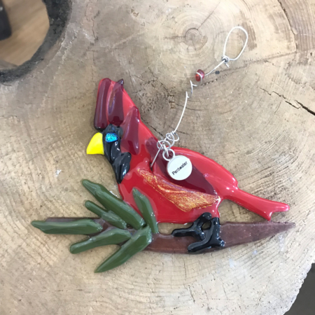 Cardinal Fused Glass Ornament