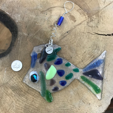 Spotted Fish Fused Glass Ornament - Image 2