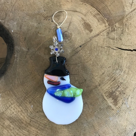 Snowman Fused Glass Ornament