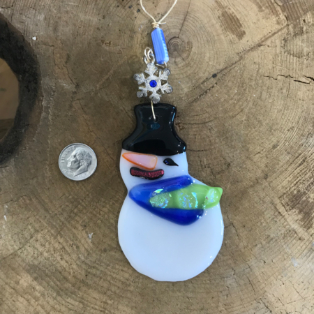 Snowman Fused Glass Ornament - Image 2