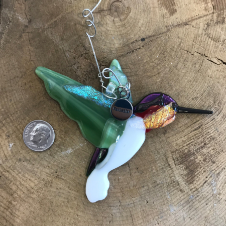 Hummingbird Fused Glass Ornament - Image 2