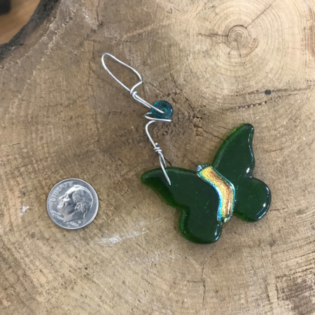Green Butterfly Fused Glass Ornament - Image 2