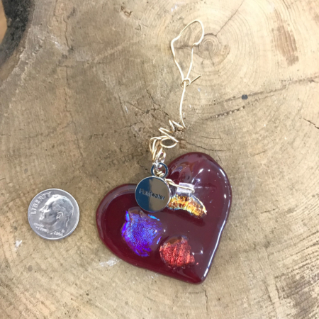 Heart Fused Glass Ornament - Image 2