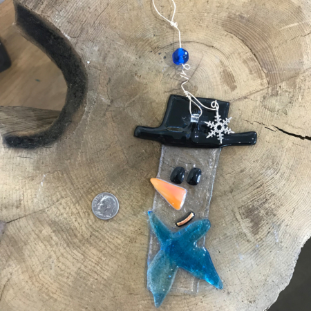 Jolly Snowman Fused Glass Ornament - Image 2
