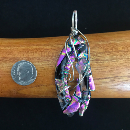 Bold Pink Sterling Silver wire wrapped Pendant - Large - Image 2