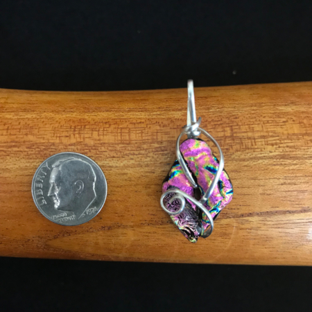 Bold Pink Sterling Silver wire wrapped Pendant - Small - Image 2