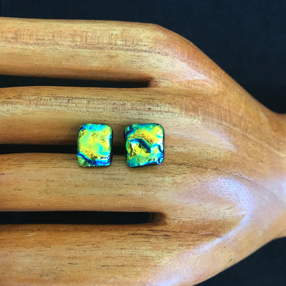Vibrant Green Dot Earrings Single Layer