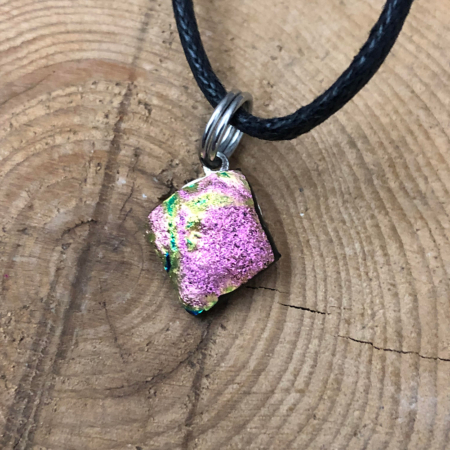 Lil Bright Pink Necklace Drop on Black Cord