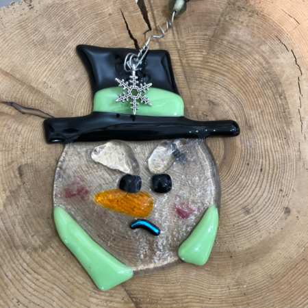 Pouty Tuesday Snowman Fused Glass Ornament