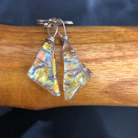 Orange Dangle Triangle Earrings - Layered