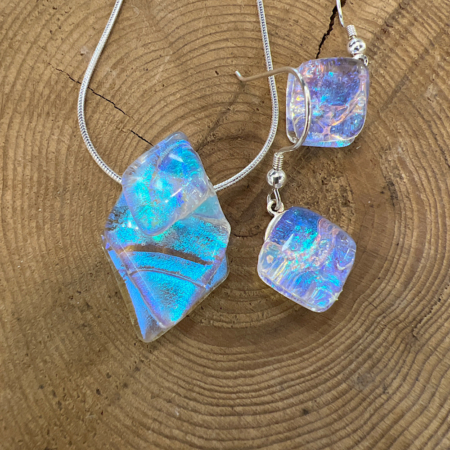 Water Blues Cube Necklace and Earring Set
