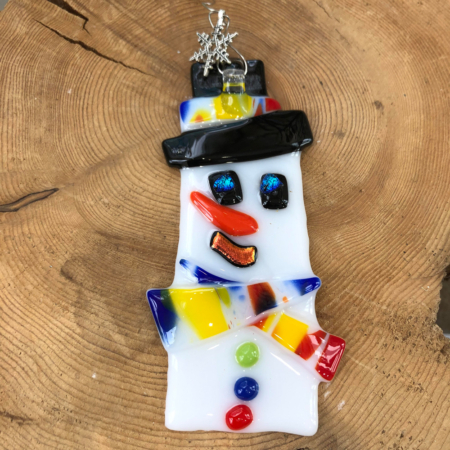 Royal Snowman Fused Glass Ornament