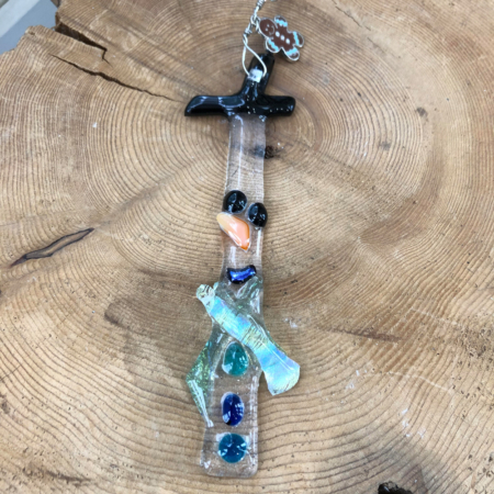 Ice Snowman Fused Glass Ornament