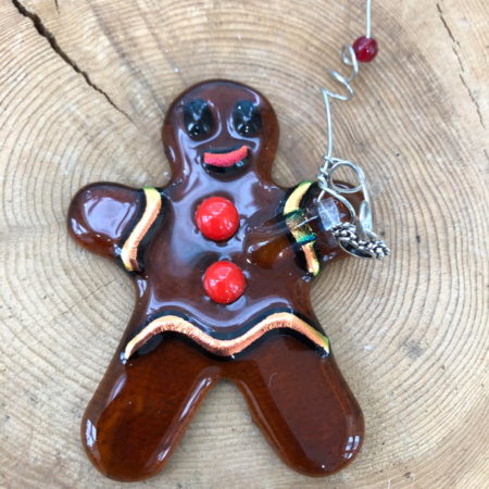 Gingerbread Boy Fused Glass Ornament