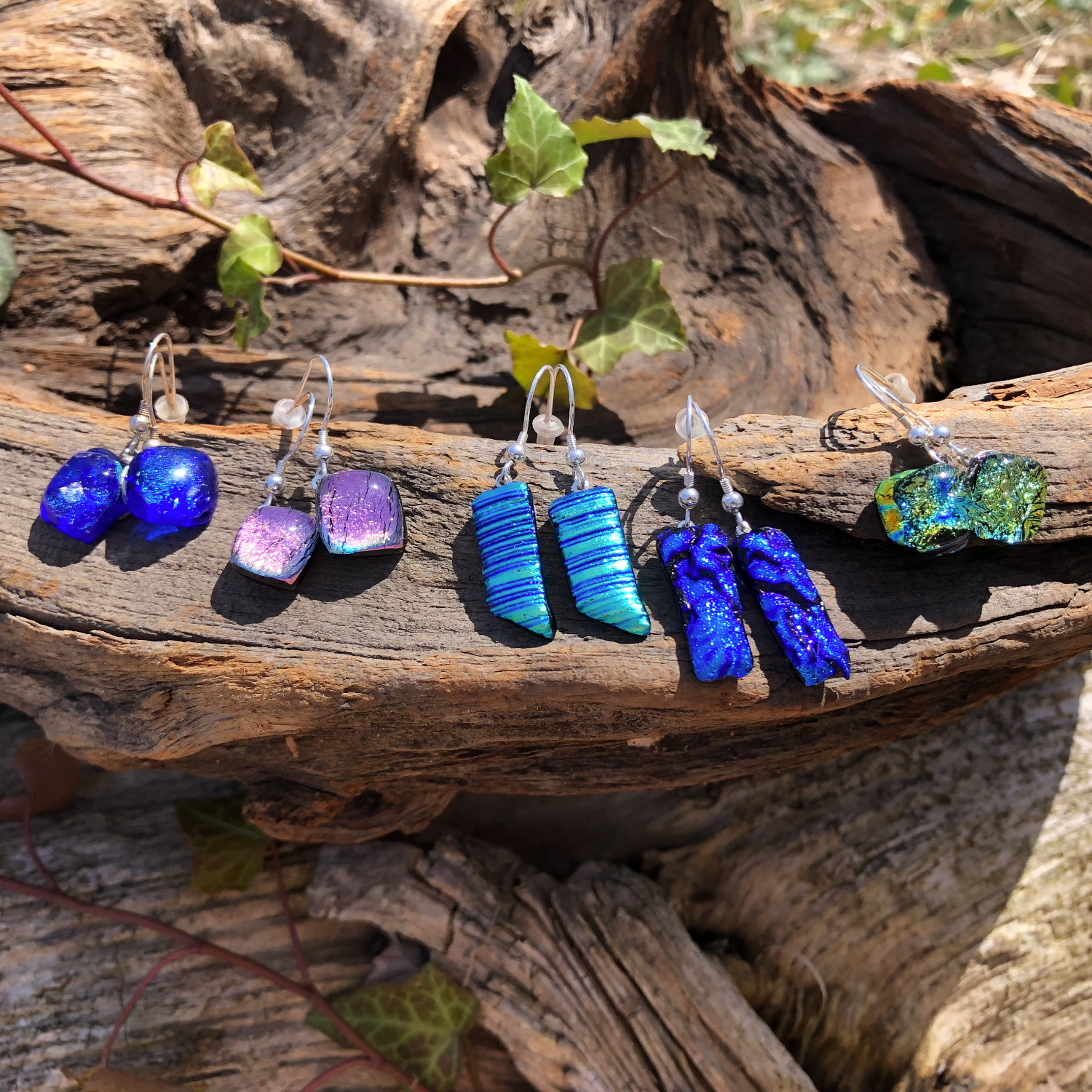 Glass dangle best sale earrings