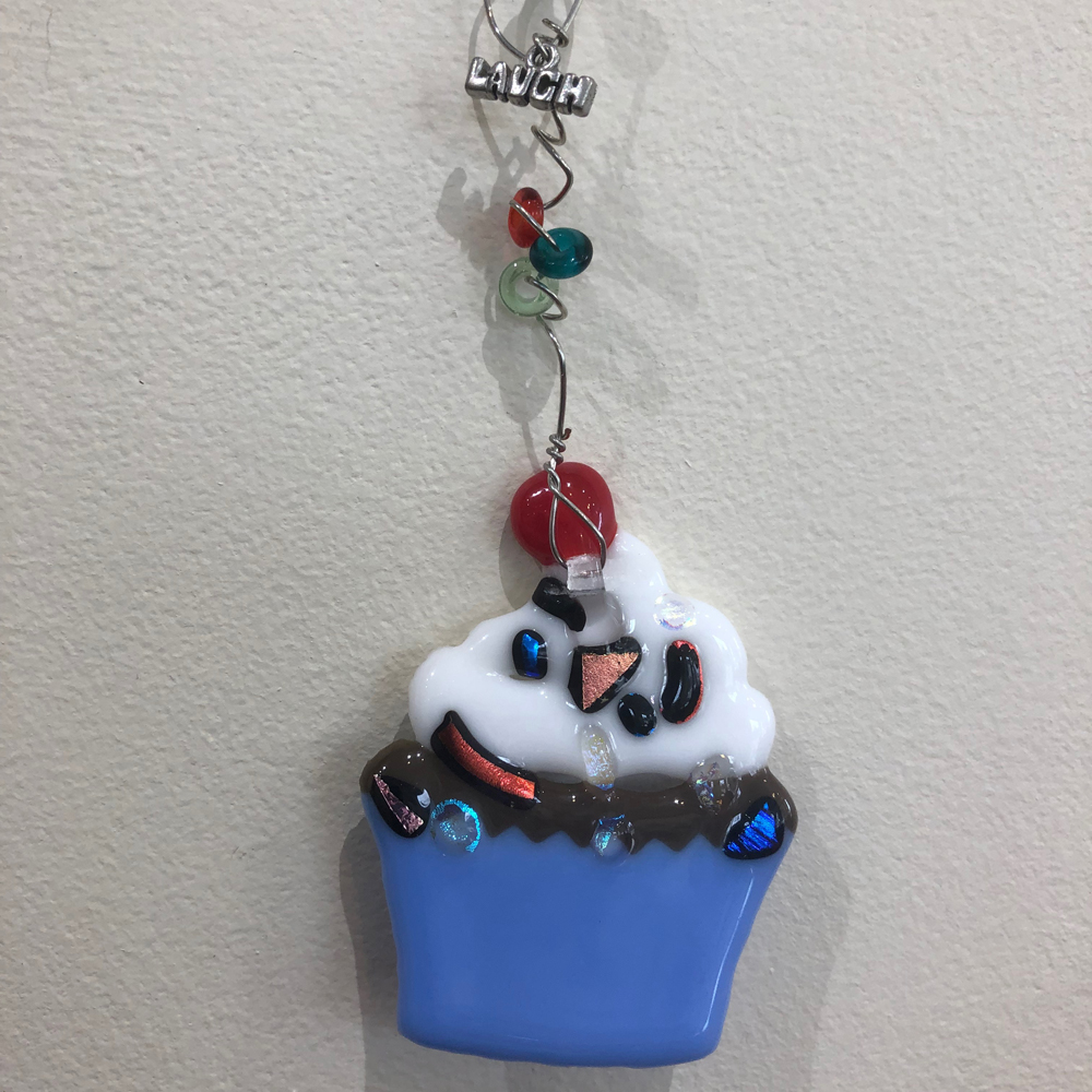 Cupcake Fused Glass Ornament