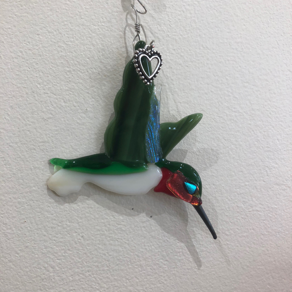 Hummingbird Fused Glass Ornament