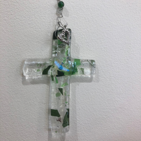 Cross Fused Glass Ornament