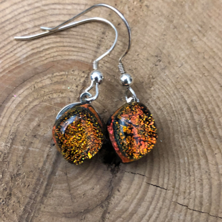 Fire Orange Dangle Earrings - Layered