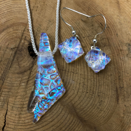 Pebbles Water Necklace and Earring Set with Sterling Silver Chain