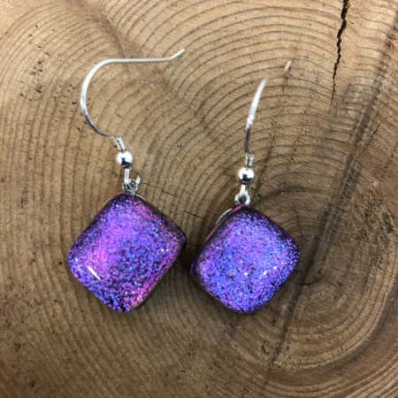 Double Pink Purple Drop Earrings