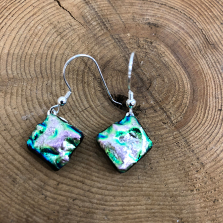 Silver Green and Pinks Drop Earrings