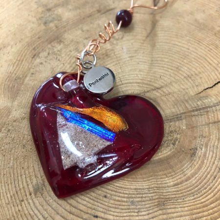 Sunset Sand Heart Fused Glass Ornament