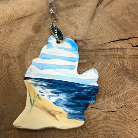 Michigan porcelain hand with Flipflop ornament