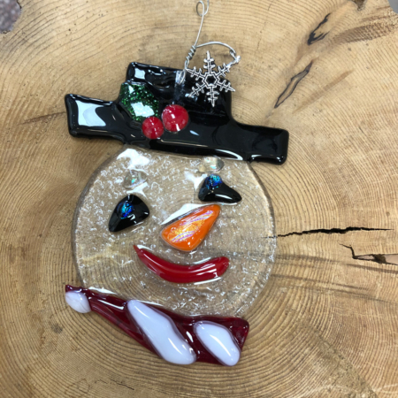 Hooray for Friday Snowman Fused Glass Ornament