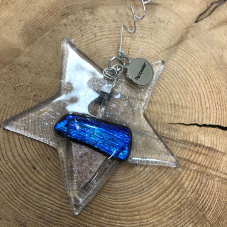 Deep Water Sand Star Fused Glass Ornament