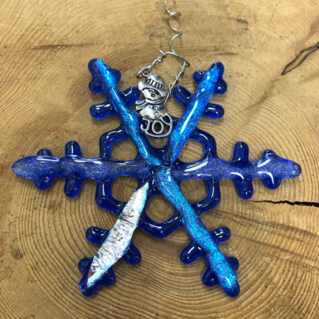 Seaglass Sapphire SnowFlake 4''