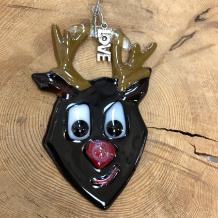 Reindeer Fused Glass Ornament