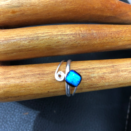 Brilliant Blue Sterling Silver Adjustable Ring