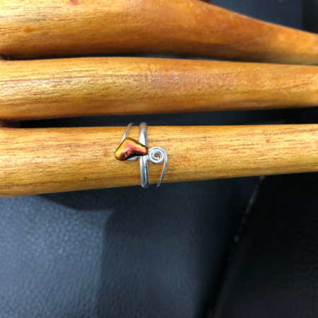 Fire Orange Sterling Silver Adjustable Ring