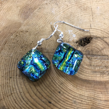Double Green and Blue Drop Earrings