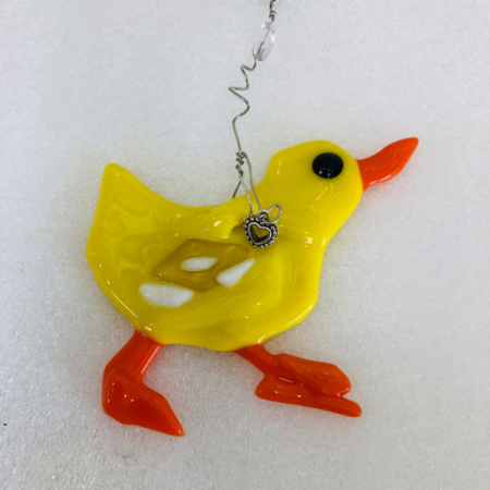 Yellow Quack Fused Glass Ornament