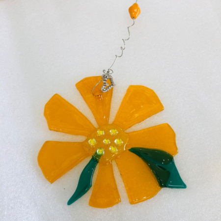 blooming orange Fused Glass Ornament