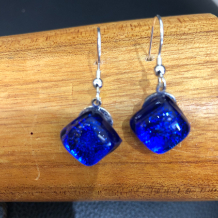 Double Deep Blue Water Drop Earrings