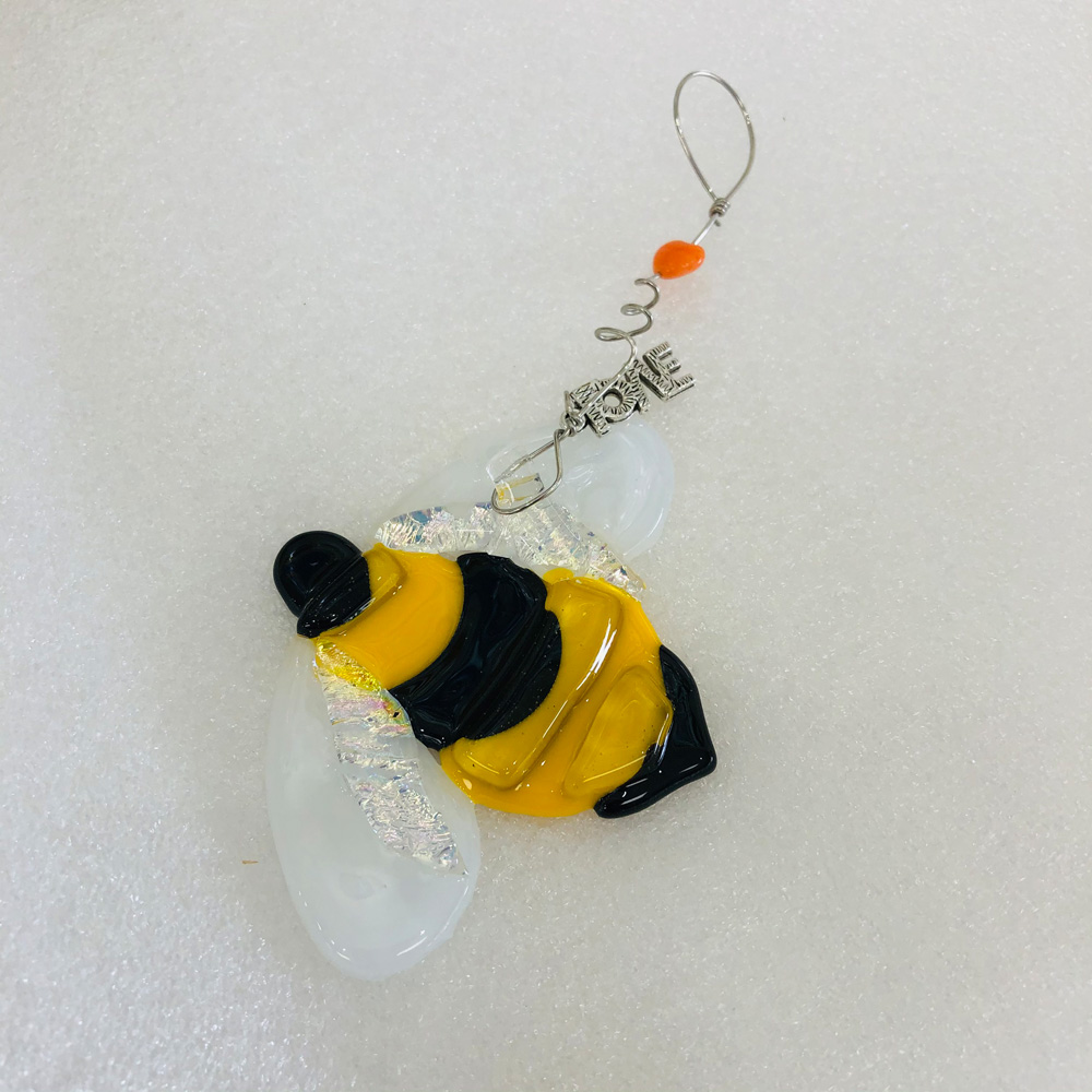 Bee-ing Cute Fused Glass Ornament