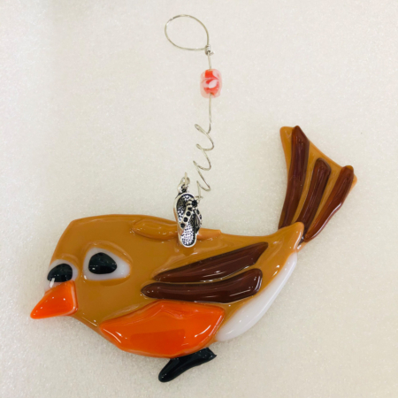 Lil robbie birdie Fused Glass Ornament