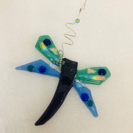 Miss Dori Dragonfly Fused Glass Ornament