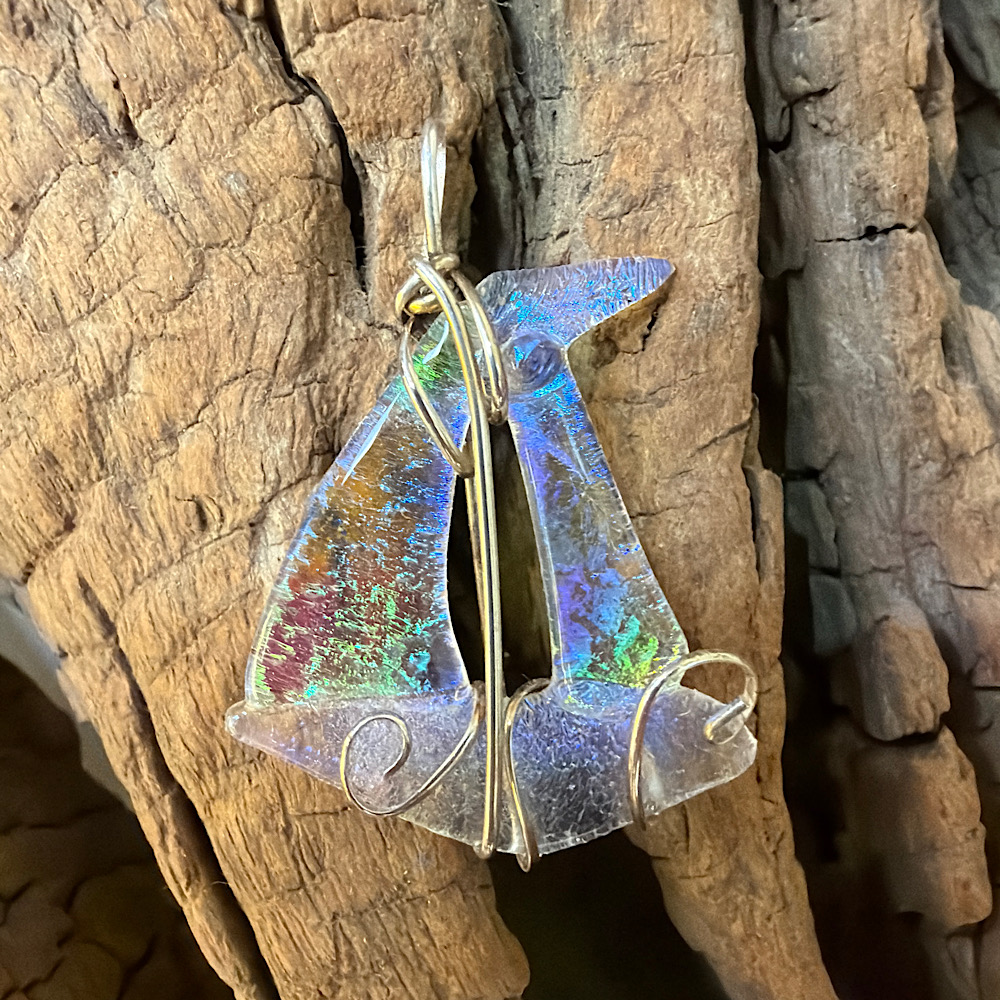 Lil Sailing sterling silver wrapped Pendant with 18" sterling chain