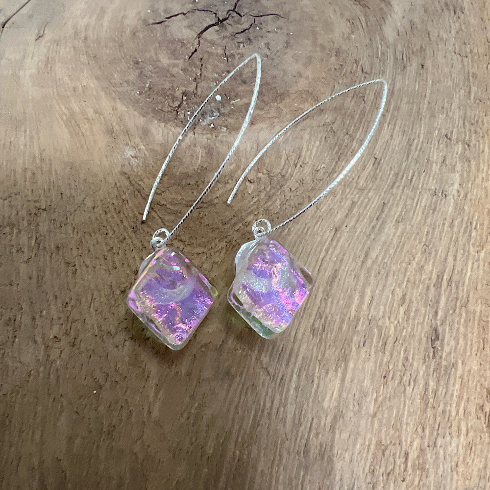 Pebbles of Pink long drop earring