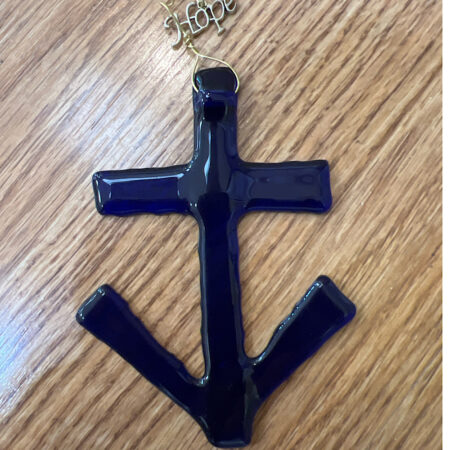 Blue Sapphire Anchor Ornament