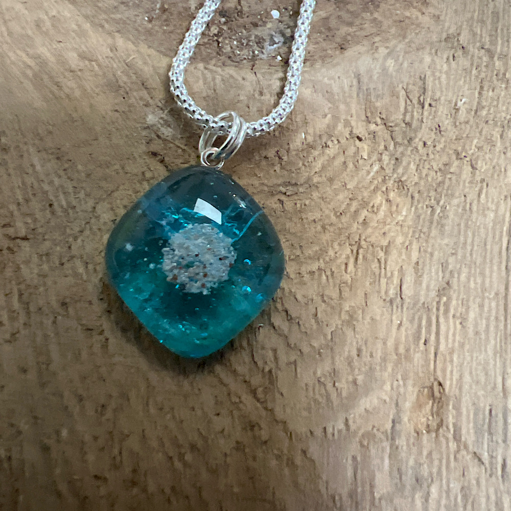 DuneSand Pendant in beach blue glass